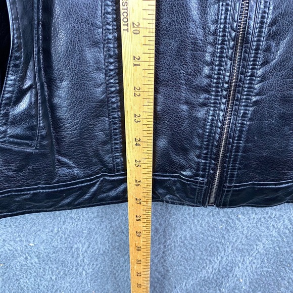 Levis‎ Mens Black Faux Leather Hooded Trucker Jacket Large Full Zip - Picture 5 of 8